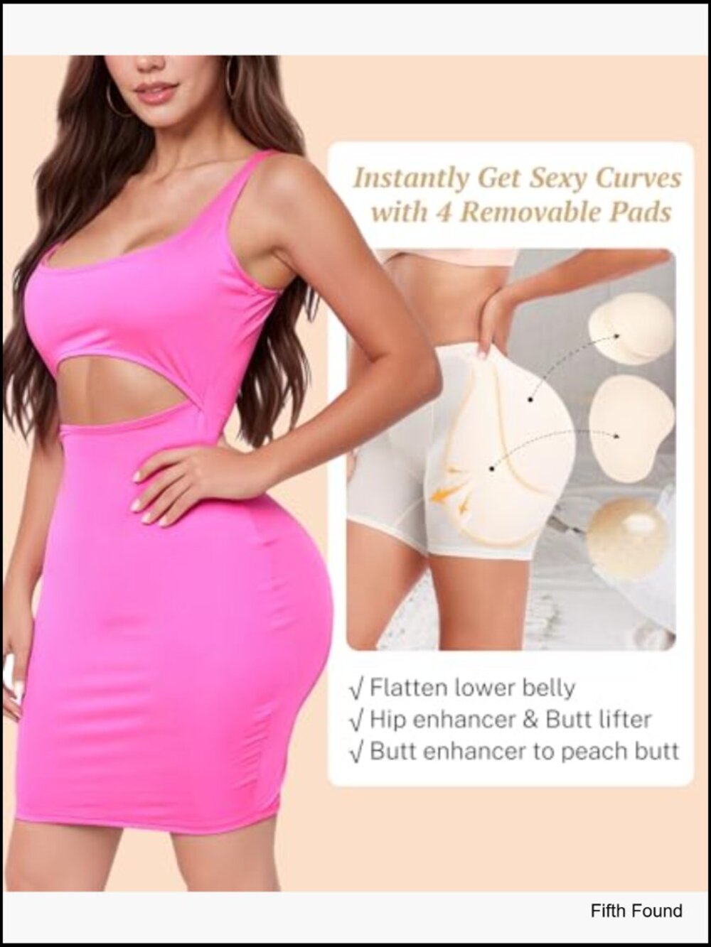 Hip Padded Shapewear Booty Lifter Butt Enhancer with Removable Pads - Picture 3 of 7